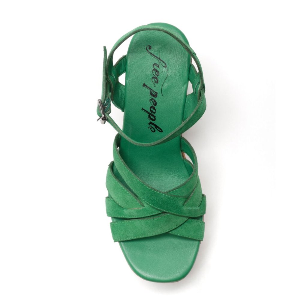 🎉LAST CHANCE🎉 FREE PEOPLE Lisbon MJ Platform Sandals / Green Goddess - Picture 6 of 12